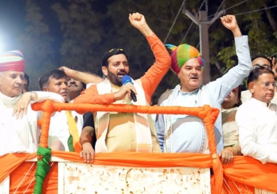 CM Nayab Singh Saini Holds Grand Roadshow in Dharuhera